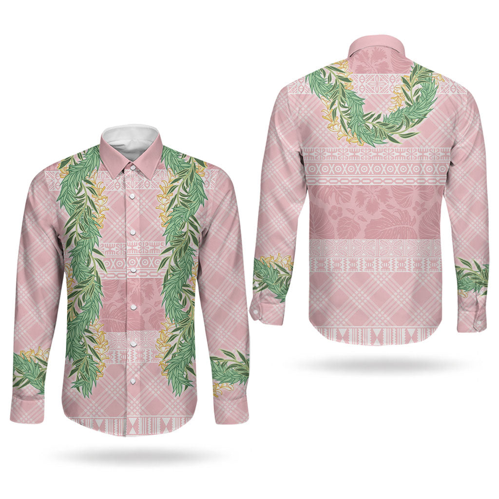 Hawai'i Paniolo Maile Twisted Lei Couples Matching Short Sleeve Bodycon Dress and Long Sleeve Button Shirt Dusty Rose