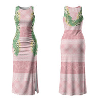 Hawai'i Paniolo Maile Twisted Lei Couples Matching Tank Maxi Dress and Long Sleeve Button Shirt Dusty Rose