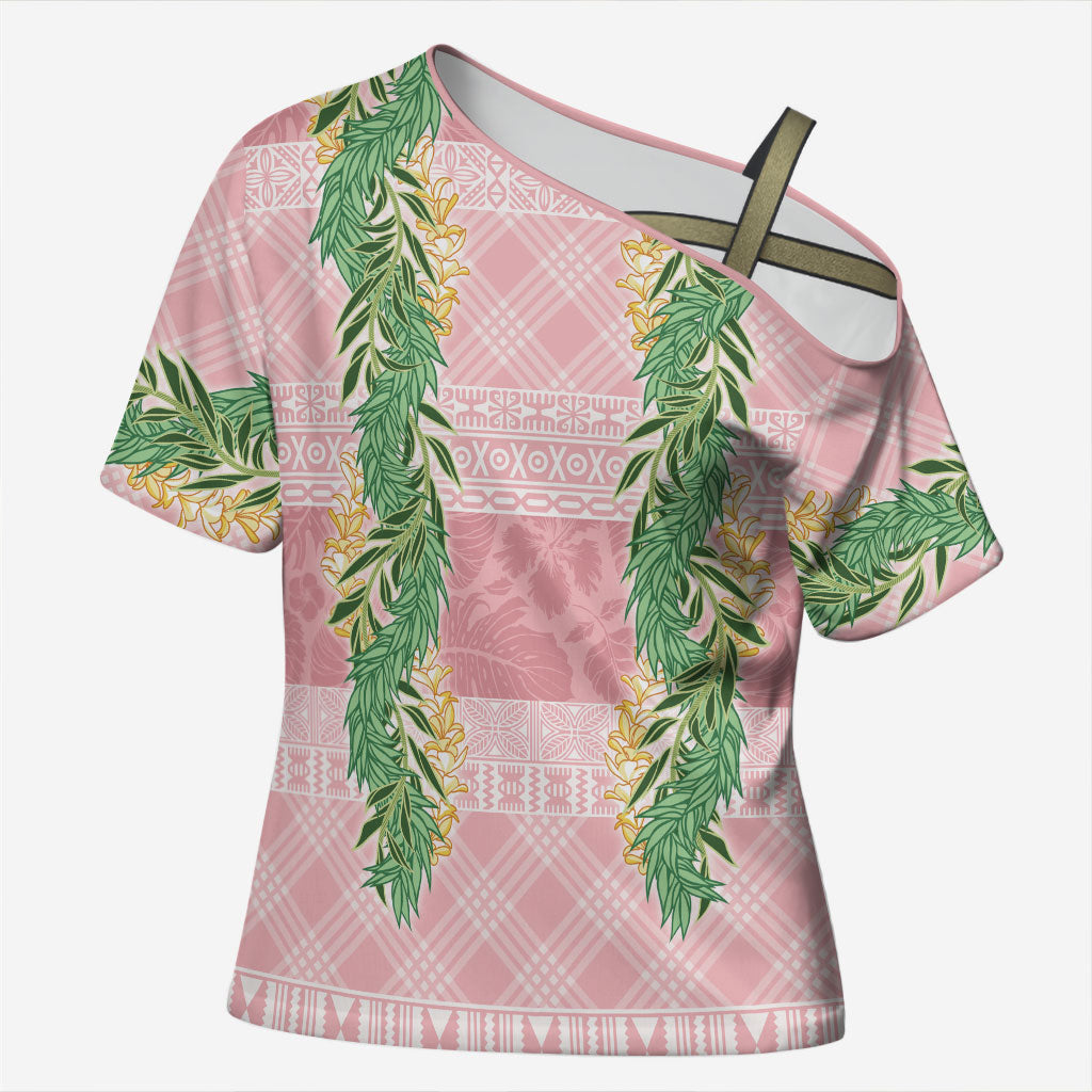 Hawai'i Paniolo Maile Twisted Lei Cross Shoulder Shirt Dusty Rose LT7 Female Dusty Rose - Polynesian Pride
