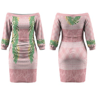 Hawai'i Paniolo Maile Twisted Lei Family Matching Off The Shoulder Long Sleeve Dress and Hawaiian Shirt Dusty Rose