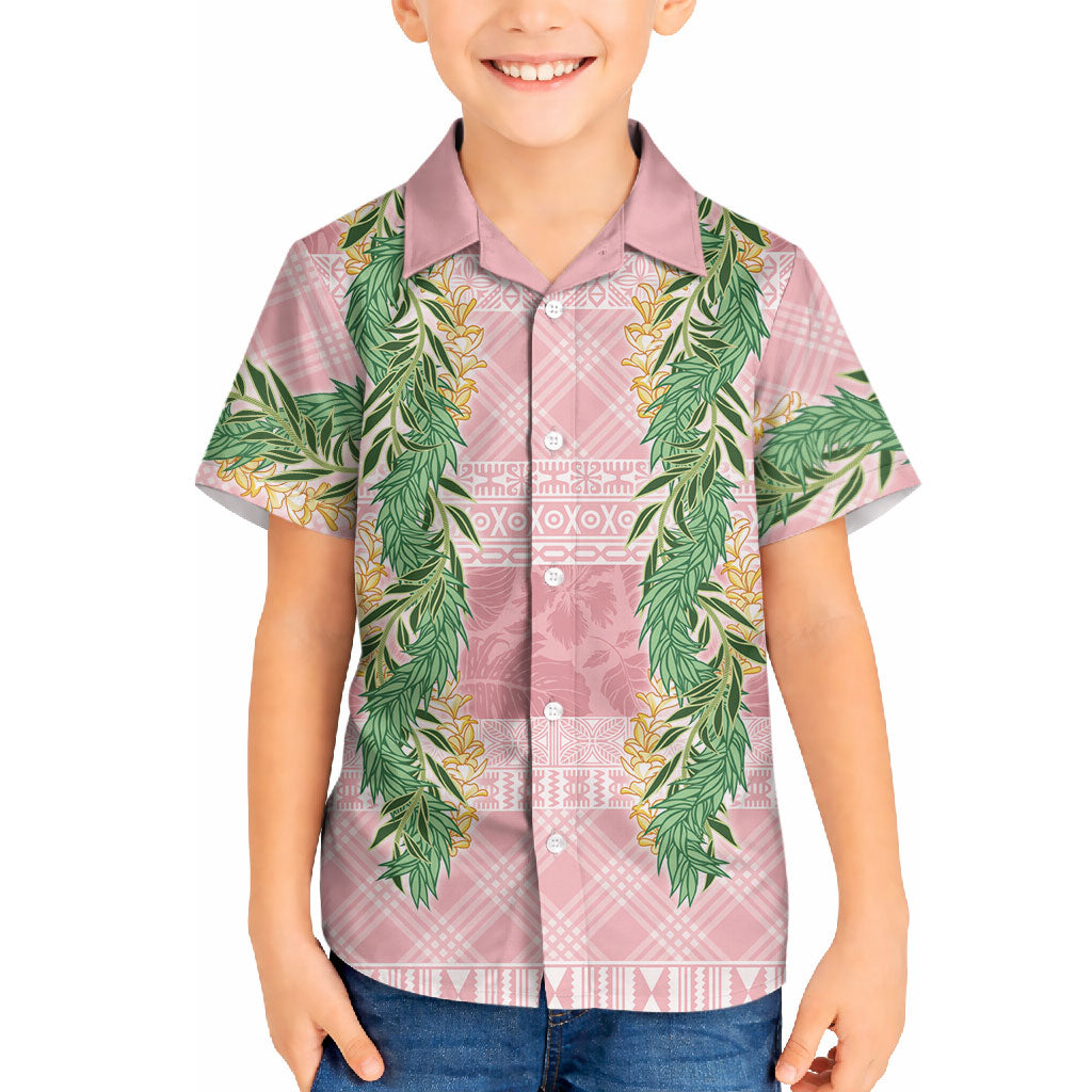 Hawai'i Paniolo Maile Twisted Lei Hawaiian Shirt Dusty Rose