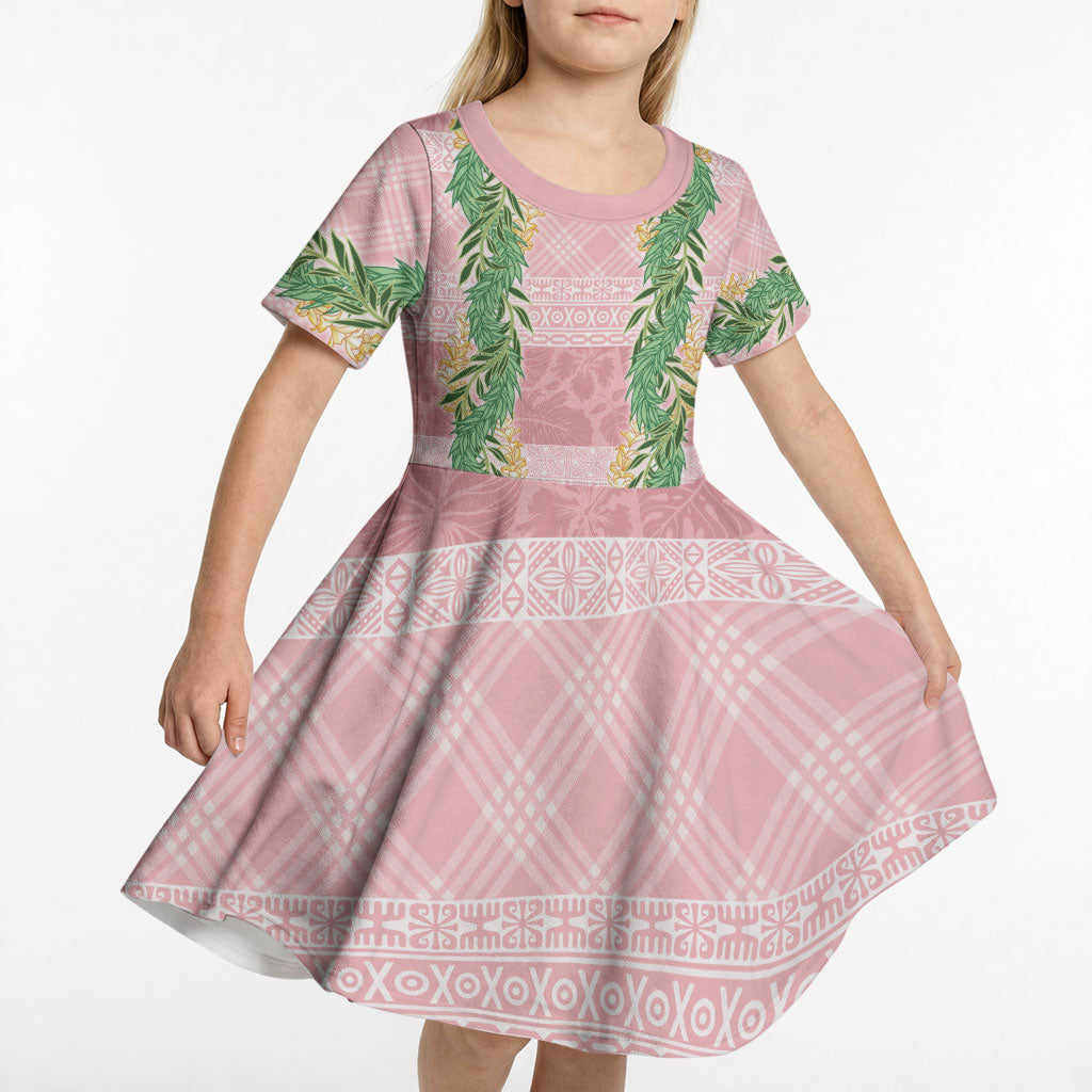 Hawai'i Paniolo Maile Twisted Lei Kid Short Sleeve Dress Dusty Rose