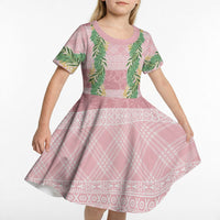 Hawai'i Paniolo Maile Twisted Lei Kid Short Sleeve Dress Dusty Rose