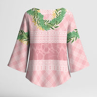 Hawai'i Paniolo Maile Twisted Lei Kimono Sleeve Blouse Dusty Rose LT7 - Polynesian Pride