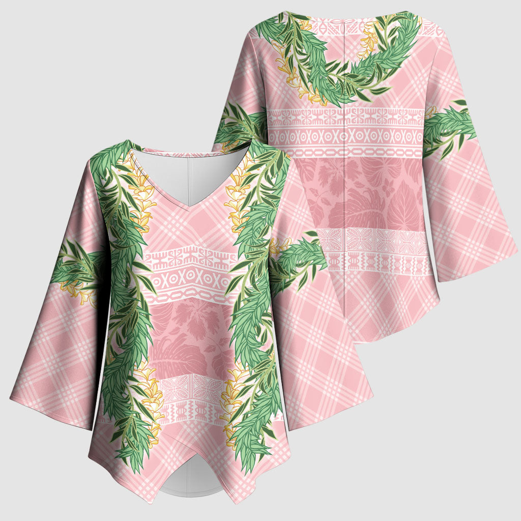 Hawai'i Paniolo Maile Twisted Lei Kimono Sleeve Blouse Dusty Rose LT7 - Polynesian Pride