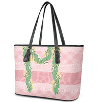 Hawai'i Paniolo Maile Twisted Lei Leather Tote Bag Dusty Rose LT7 - Polynesian Pride