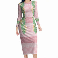 Hawai'i Paniolo Maile Twisted Lei Long Sleeve Bodycon Dress Dusty Rose