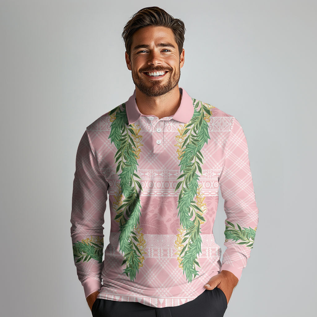 Hawai'i Paniolo Maile Twisted Lei Long Sleeve Polo Shirt Dusty Rose
