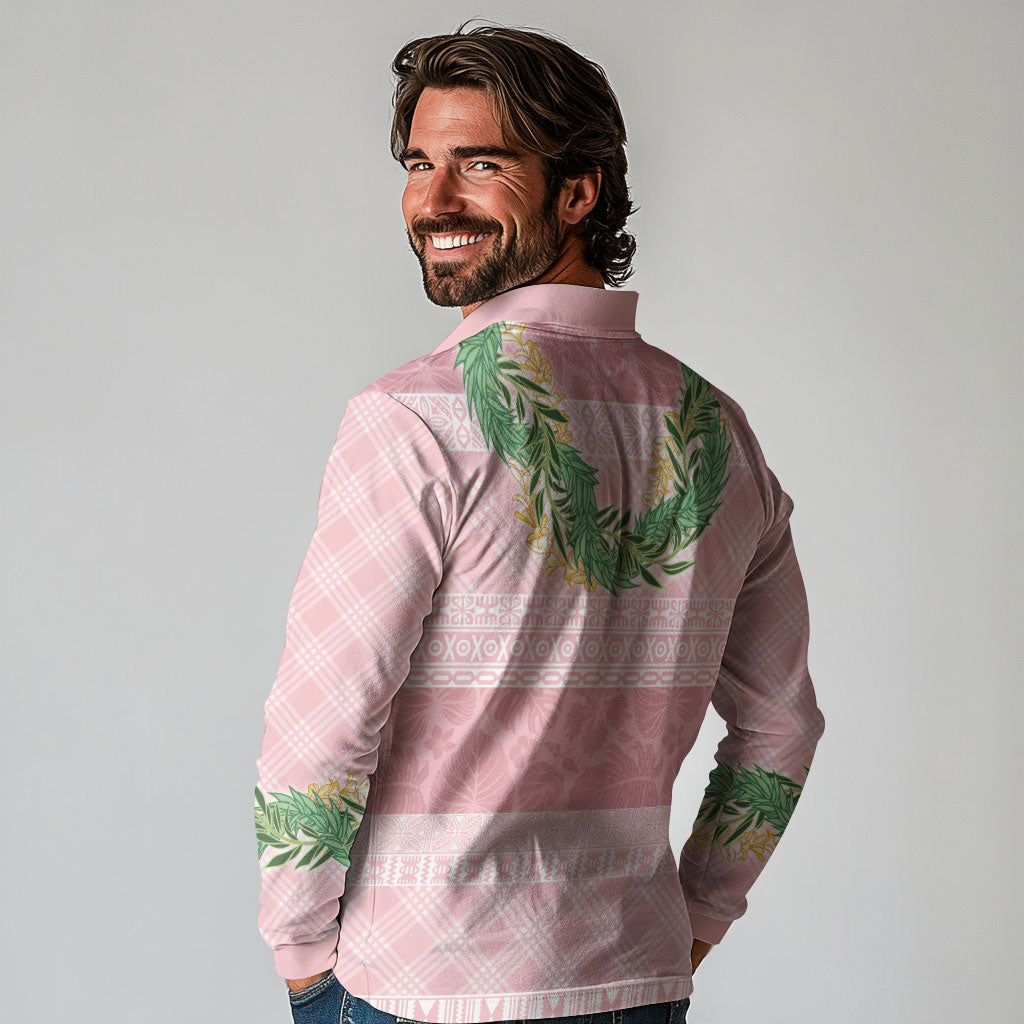 Hawai'i Paniolo Maile Twisted Lei Long Sleeve Polo Shirt Dusty Rose