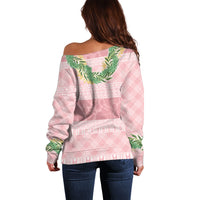 Hawai'i Paniolo Maile Twisted Lei Off Shoulder Sweater Dusty Rose