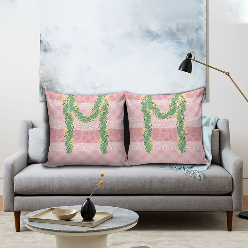 Hawai'i Paniolo Maile Twisted Lei Pillow Cover Dusty Rose