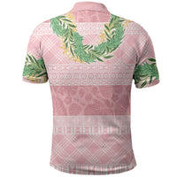 Hawai'i Paniolo Maile Twisted Lei Polo Shirt Dusty Rose LT7 - Polynesian Pride