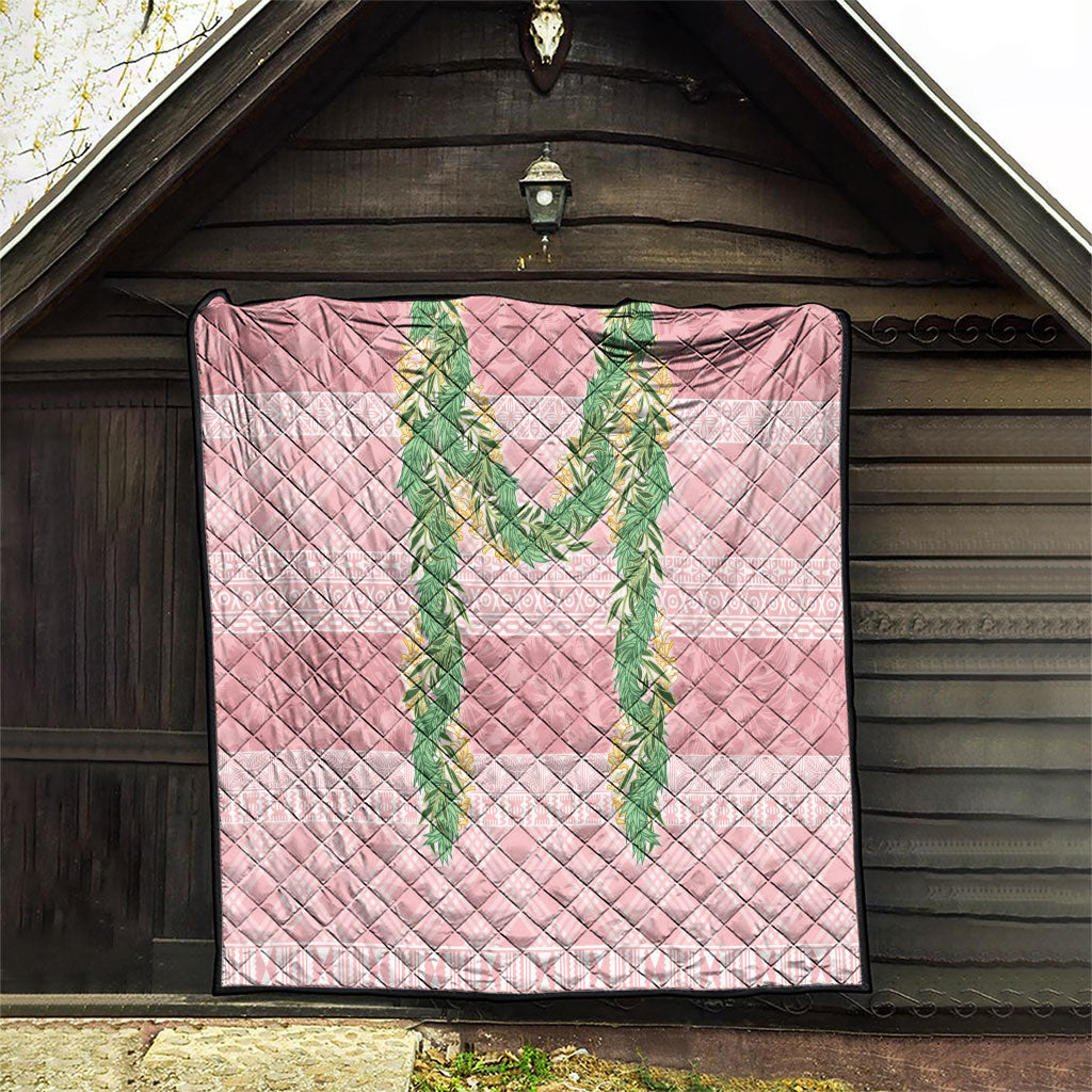 Hawai'i Paniolo Maile Twisted Lei Quilt Dusty Rose