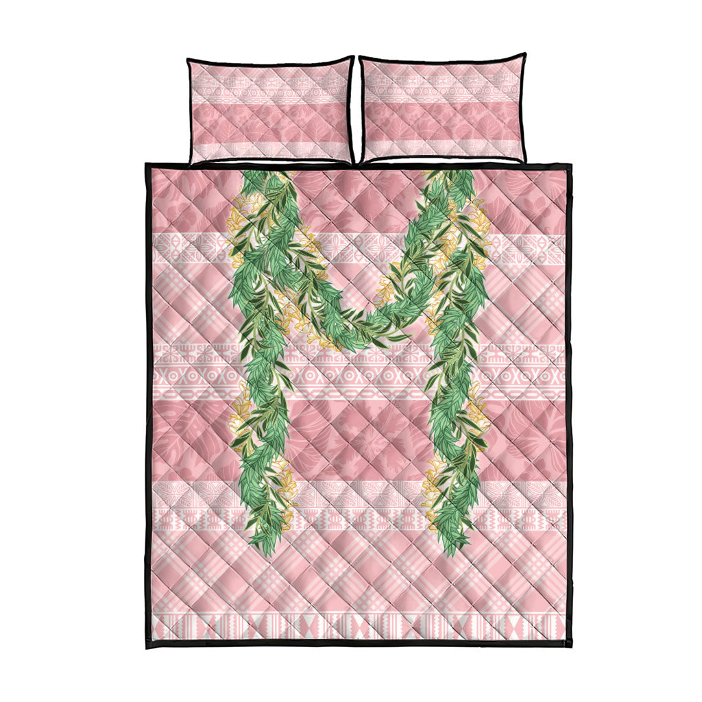 Hawai'i Paniolo Maile Twisted Lei Quilt Bed Set Dusty Rose