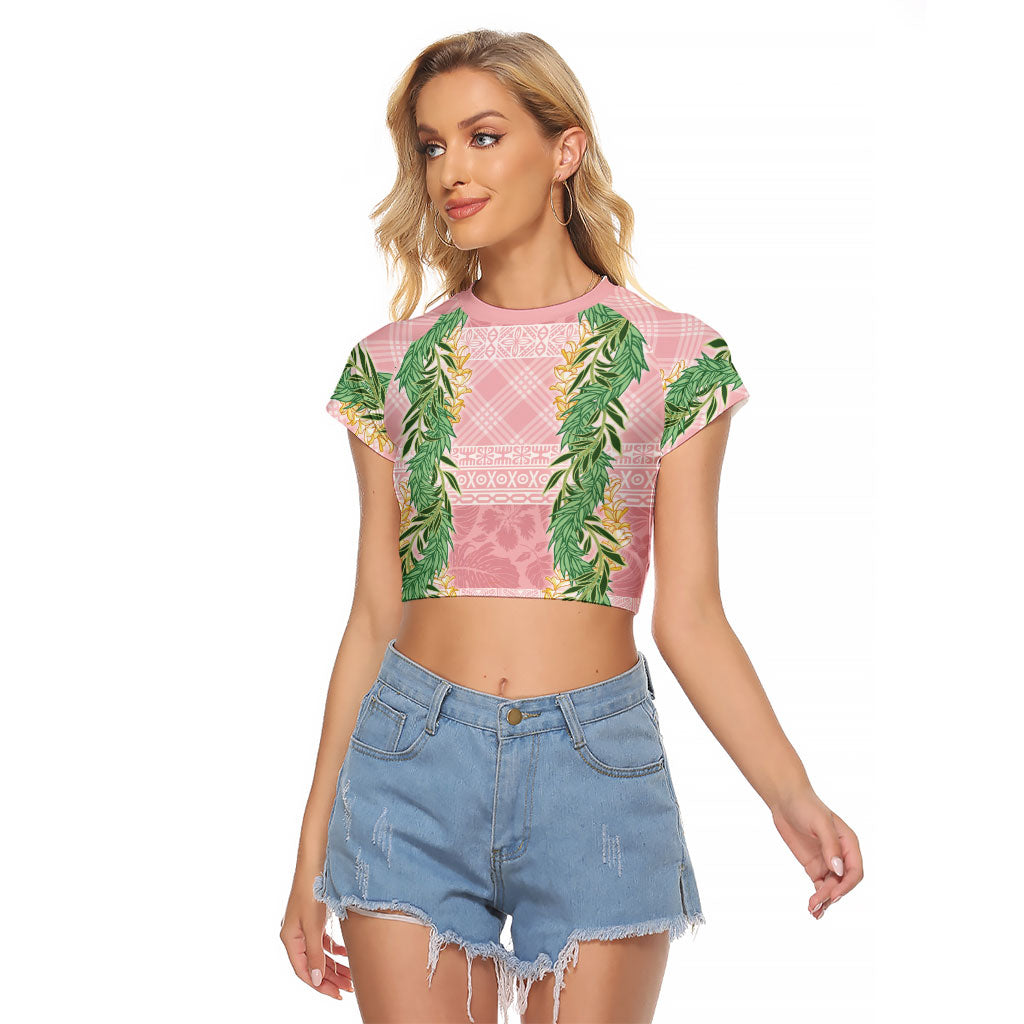 Hawai'i Paniolo Maile Twisted Lei Raglan Cropped T Shirt Dusty Rose