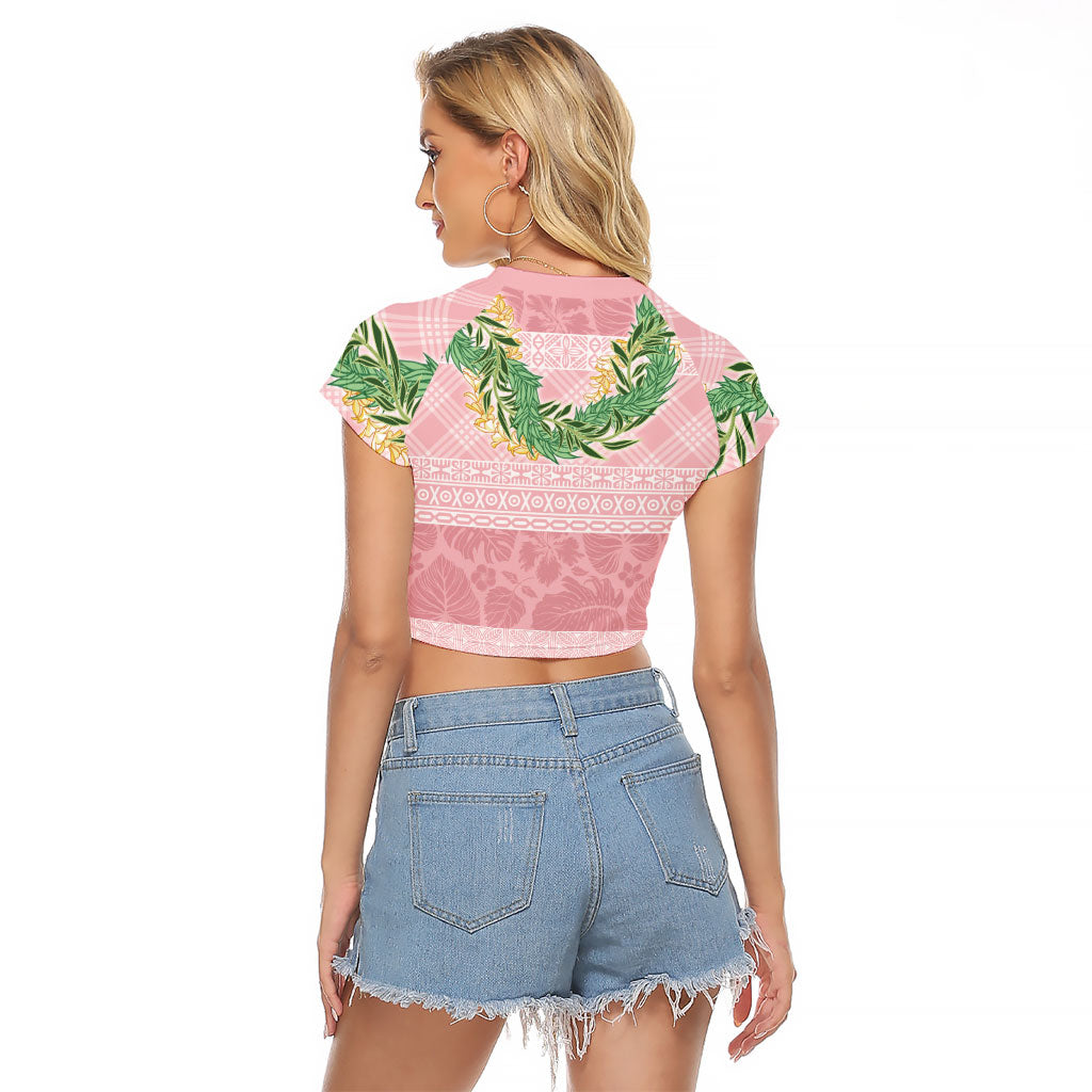 Hawai'i Paniolo Maile Twisted Lei Raglan Cropped T Shirt Dusty Rose