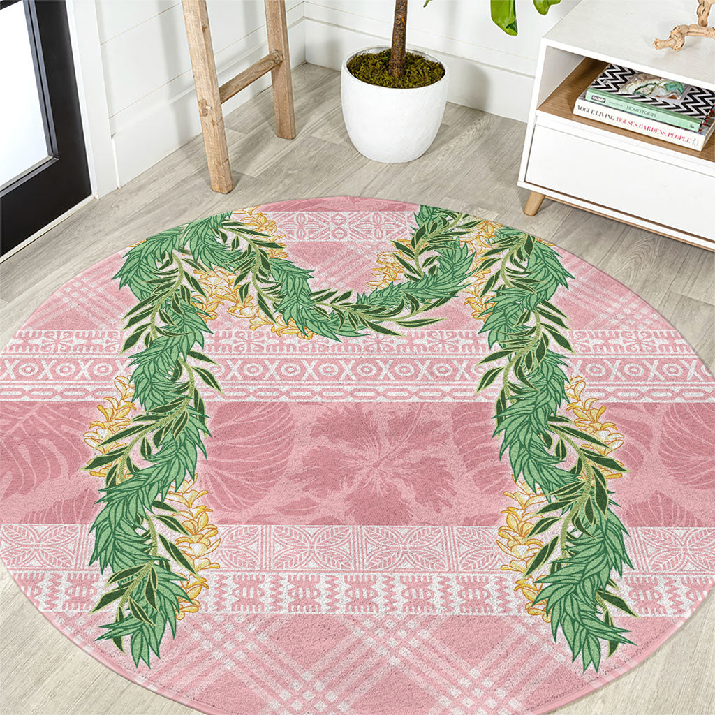 Hawai'i Paniolo Maile Twisted Lei Round Carpet Dusty Rose