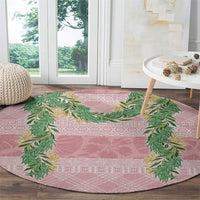 Hawai'i Paniolo Maile Twisted Lei Round Carpet Dusty Rose