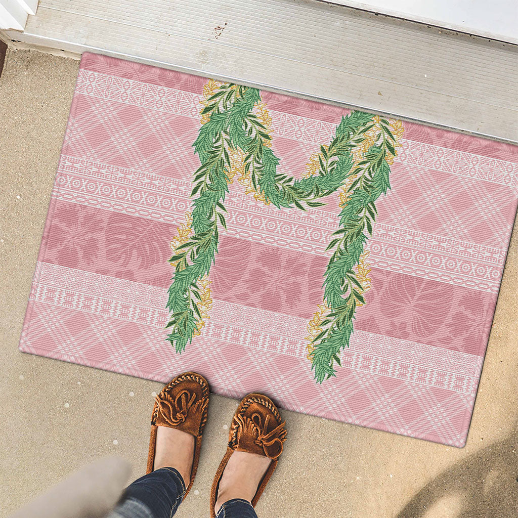 Hawai'i Paniolo Maile Twisted Lei Rubber Doormat Dusty Rose