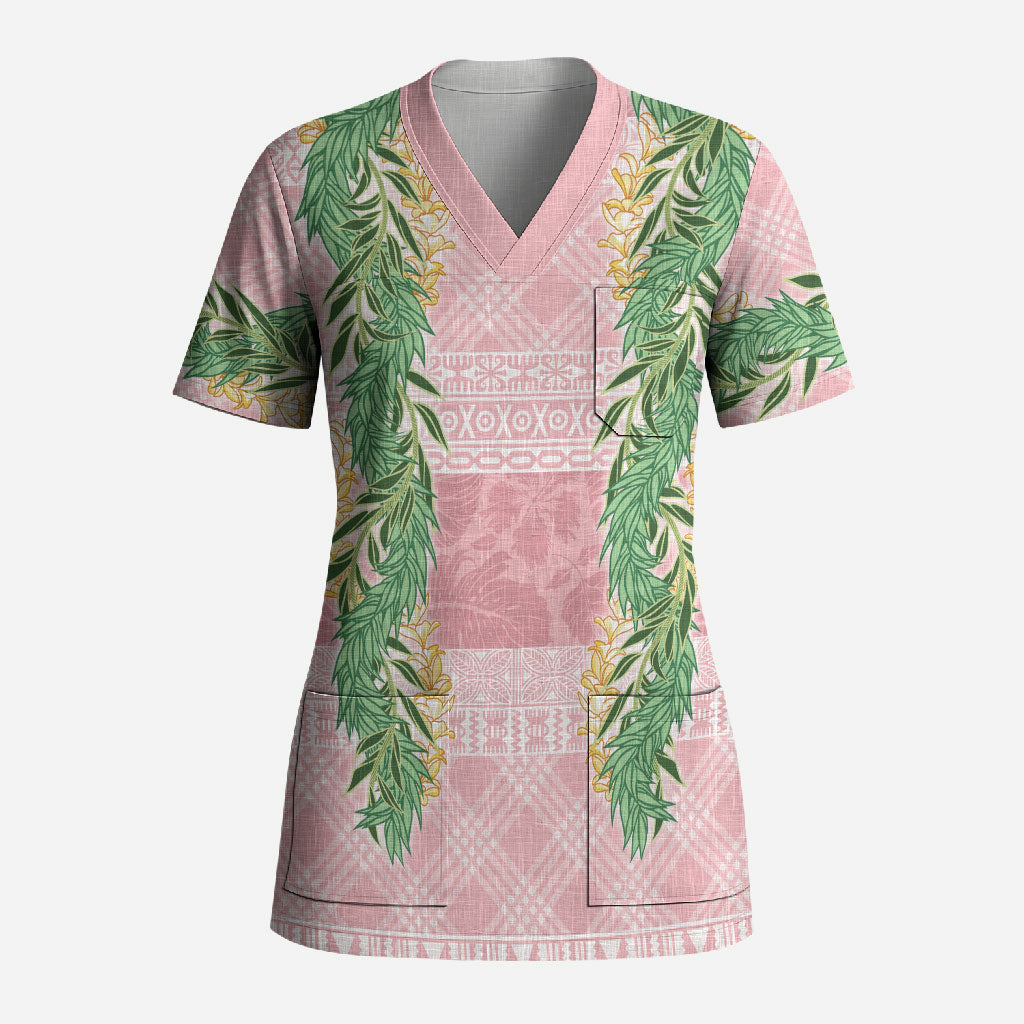 Hawai'i Paniolo Maile Twisted Lei Scrub Top Dusty Rose