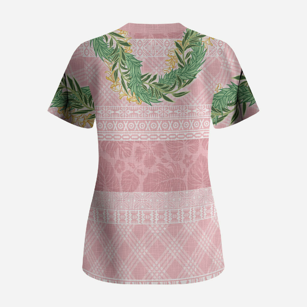 Hawai'i Paniolo Maile Twisted Lei Scrub Top Dusty Rose