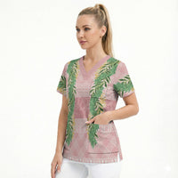 Hawai'i Paniolo Maile Twisted Lei Scrub Top Dusty Rose