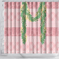Hawai'i Paniolo Maile Twisted Lei Shower Curtain Dusty Rose