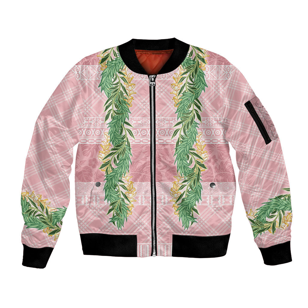 Hawai'i Paniolo Maile Twisted Lei Sleeve Zip Bomber Jacket Dusty Rose LT7 Unisex Dusty Rose - Polynesian Pride