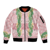 Hawai'i Paniolo Maile Twisted Lei Sleeve Zip Bomber Jacket Dusty Rose