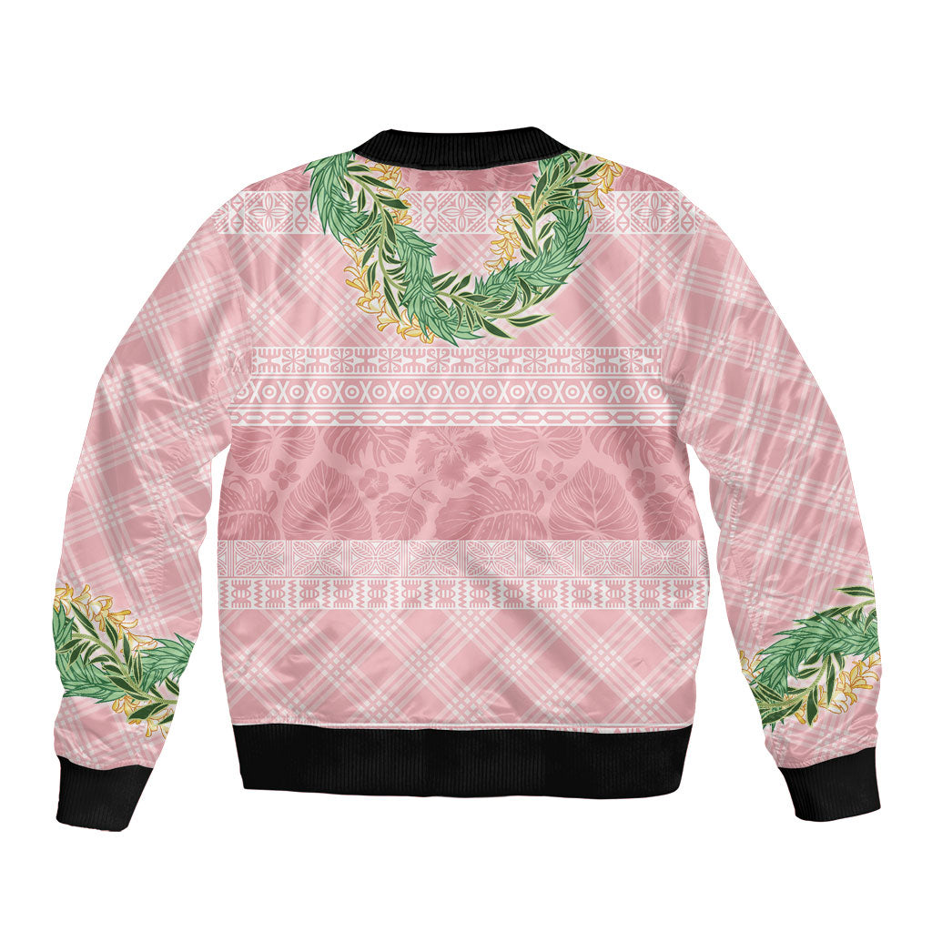 Hawai'i Paniolo Maile Twisted Lei Sleeve Zip Bomber Jacket Dusty Rose