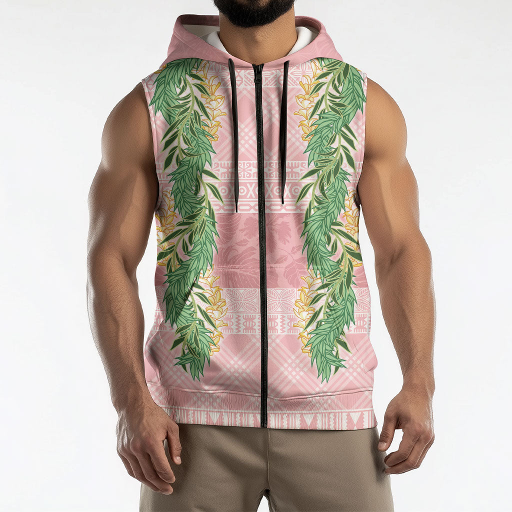Hawai'i Paniolo Maile Twisted Lei Sleeveless Zip Hoodie Dusty Rose