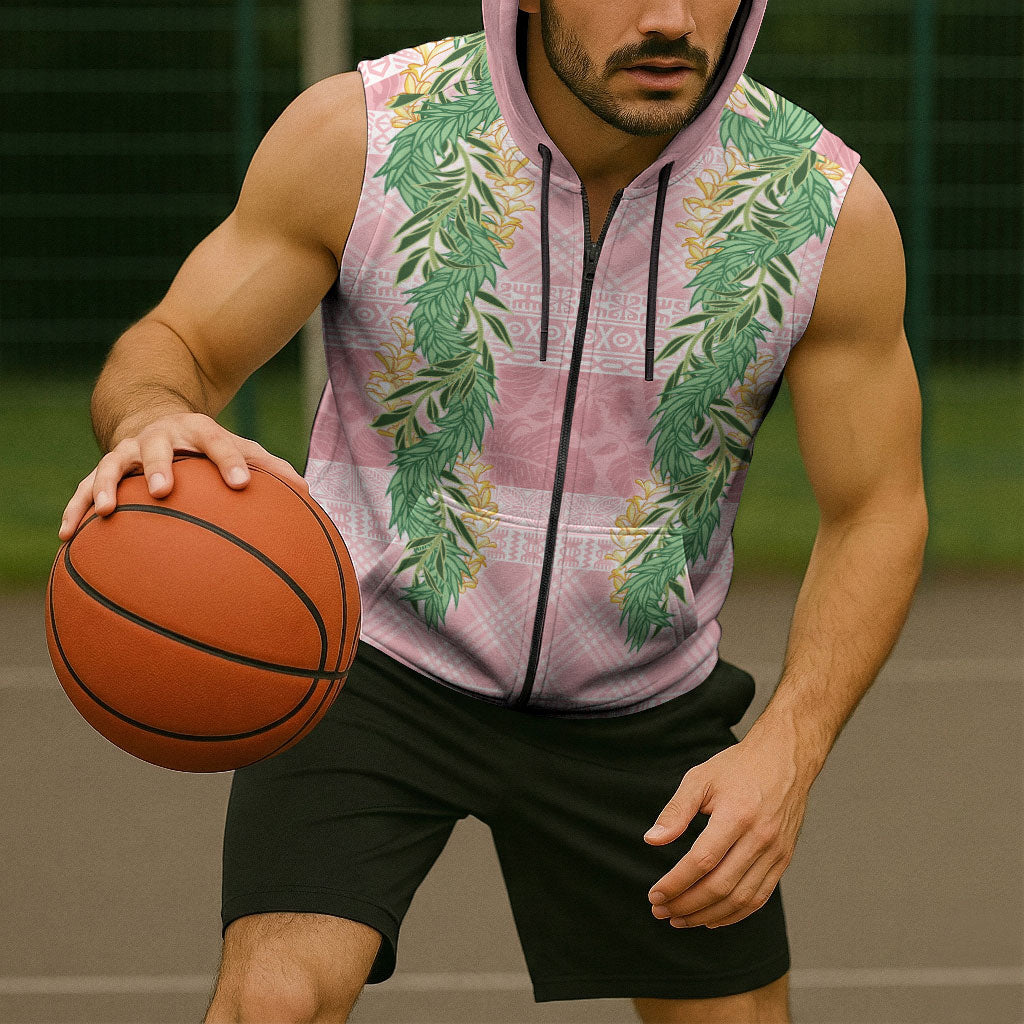 Hawai'i Paniolo Maile Twisted Lei Sleeveless Zip Hoodie Dusty Rose
