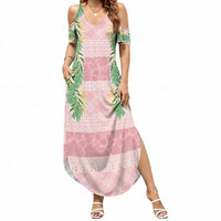Hawai'i Paniolo Maile Twisted Lei Summer Maxi Dress Dusty Rose LT7 Women Dusty Rose - Polynesian Pride