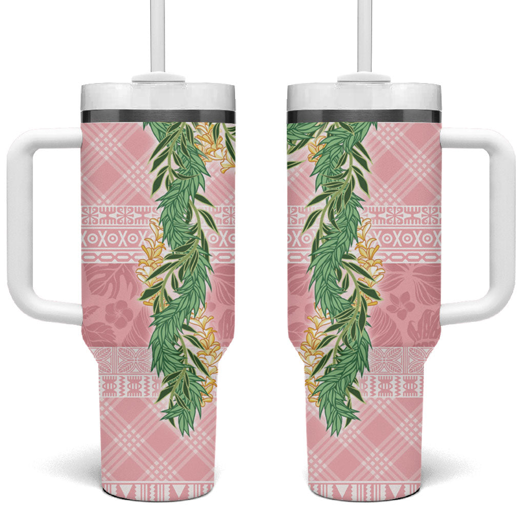 Hawai'i Paniolo Maile Twisted Lei Tumbler With Handle Dusty Rose LT7 One Size: 40 oz Dusty Rose - Polynesian Pride
