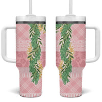 Hawai'i Paniolo Maile Twisted Lei Tumbler With Handle Dusty Rose LT7 One Size: 40 oz Dusty Rose - Polynesian Pride