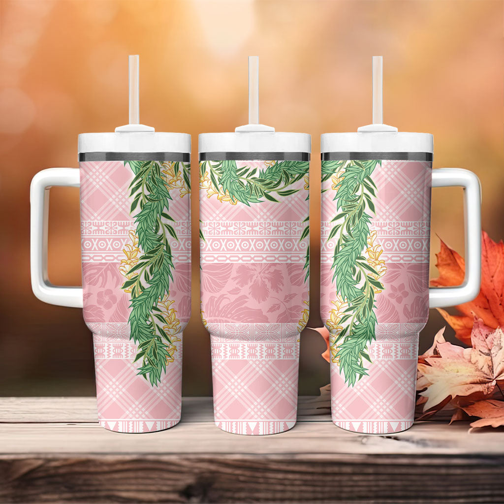 Hawai'i Paniolo Maile Twisted Lei Tumbler With Handle Dusty Rose LT7 - Polynesian Pride