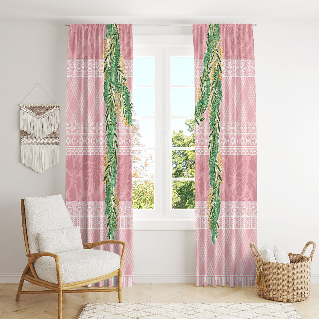 Hawai'i Paniolo Maile Twisted Lei Window Curtain Dusty Rose
