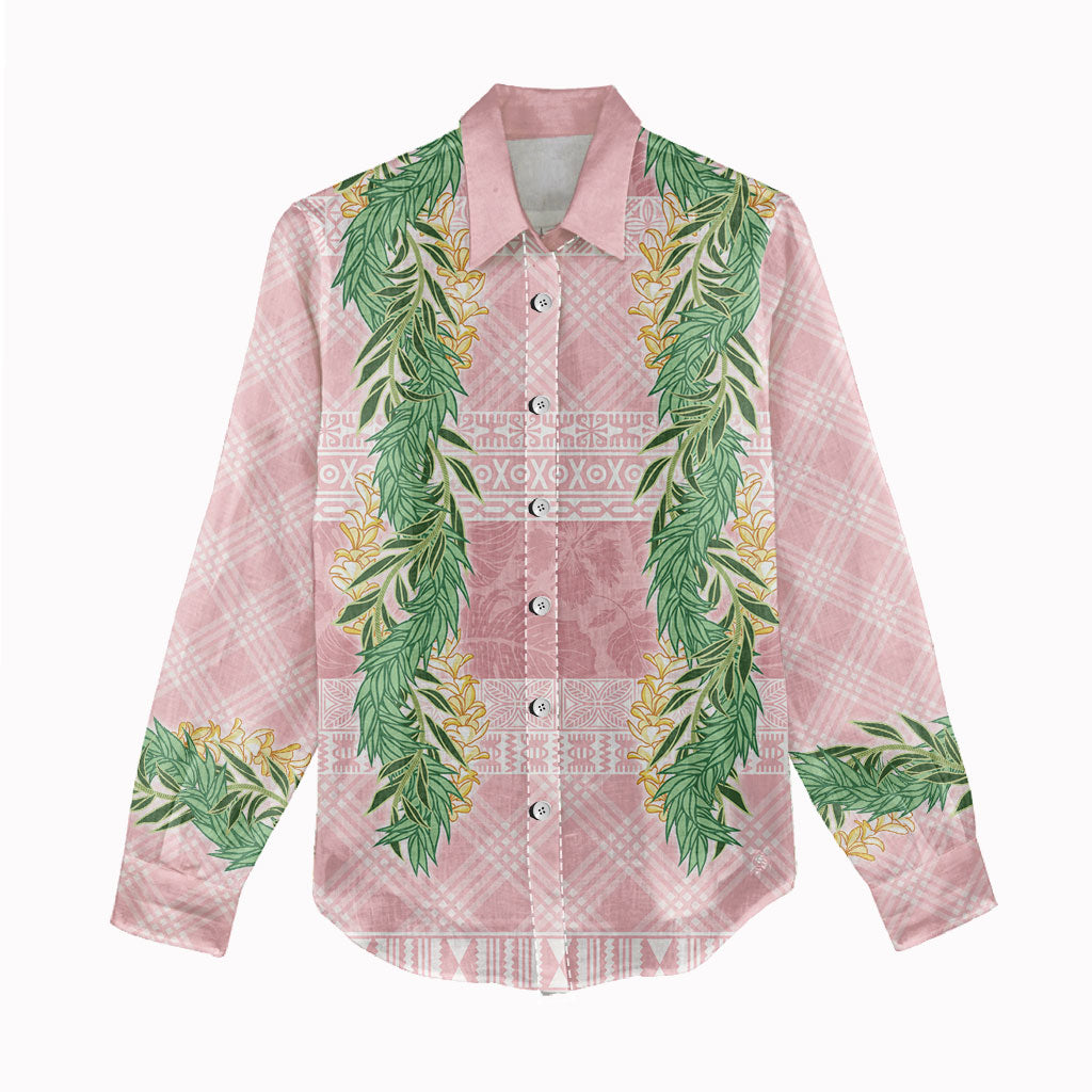 Hawai'i Paniolo Maile Twisted Lei Women Casual Shirt Dusty Rose