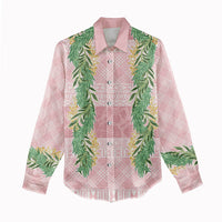 Hawai'i Paniolo Maile Twisted Lei Women Casual Shirt Dusty Rose