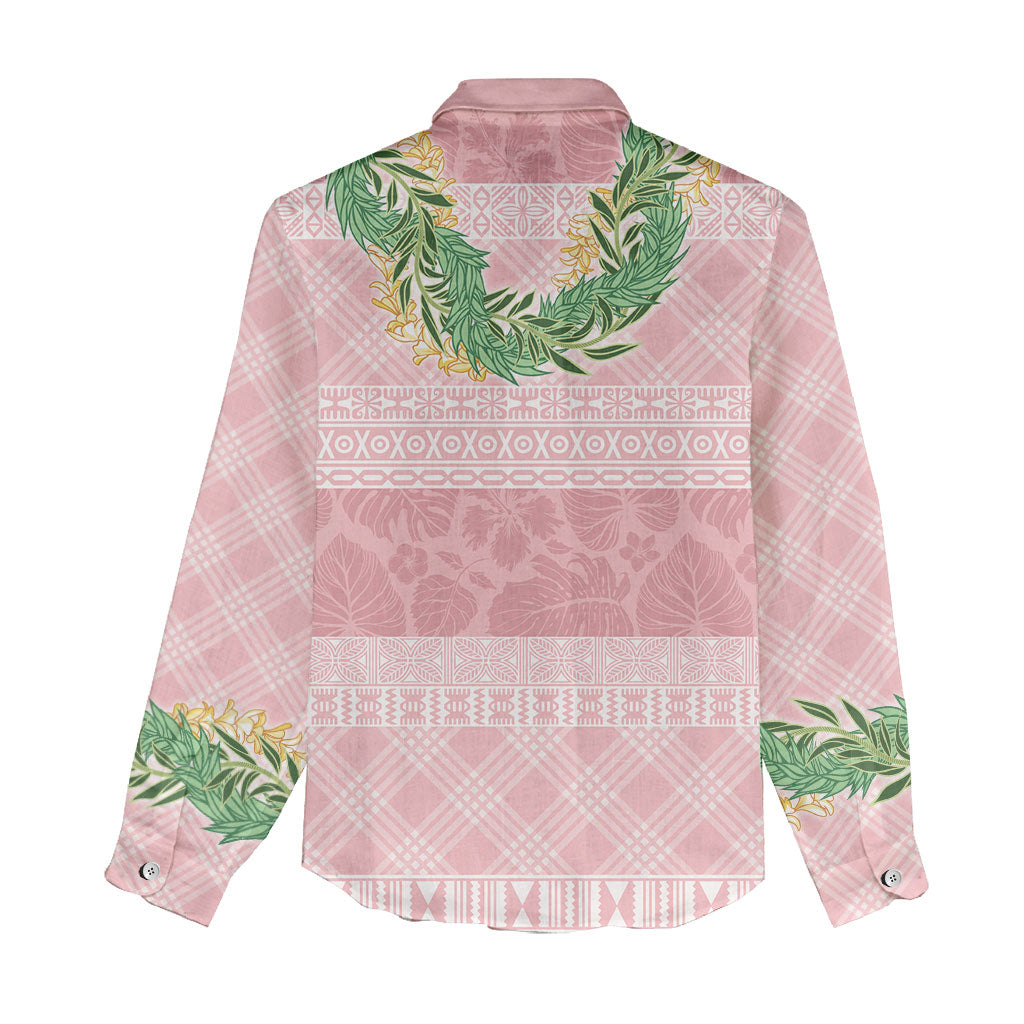 Hawai'i Paniolo Maile Twisted Lei Women Casual Shirt Dusty Rose