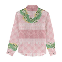 Hawai'i Paniolo Maile Twisted Lei Women Casual Shirt Dusty Rose