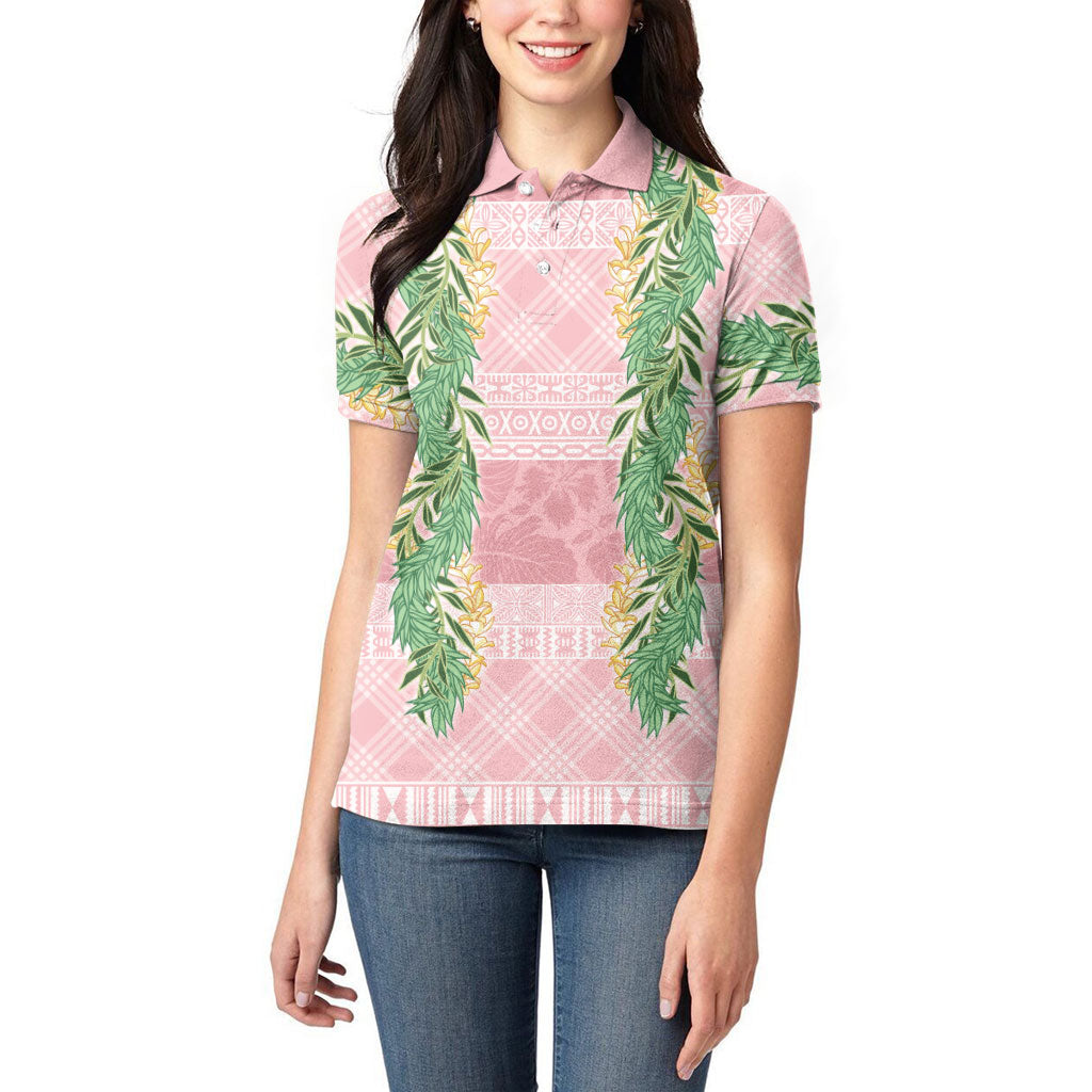 Hawai'i Paniolo Maile Twisted Lei Women Polo Shirt Dusty Rose