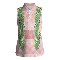 Hawai'i Paniolo Maile Twisted Lei Women Sleeveless Polo Shirt Dusty Rose