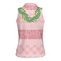 Hawai'i Paniolo Maile Twisted Lei Women Sleeveless Polo Shirt Dusty Rose
