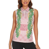 Hawai'i Paniolo Maile Twisted Lei Women Sleeveless Polo Shirt Dusty Rose