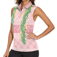 Hawai'i Paniolo Maile Twisted Lei Women Sleeveless Polo Shirt Dusty Rose