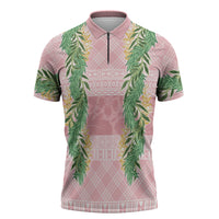 Hawai'i Paniolo Maile Twisted Lei Zipper Polo Shirt Dusty Rose
