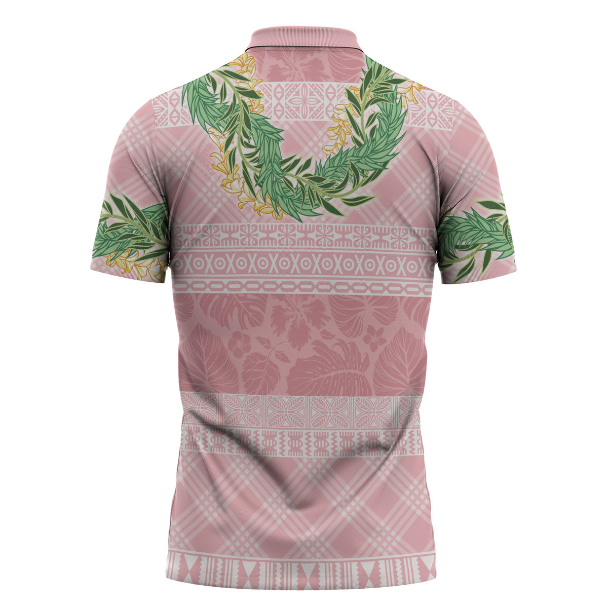 Hawai'i Paniolo Maile Twisted Lei Zipper Polo Shirt Dusty Rose