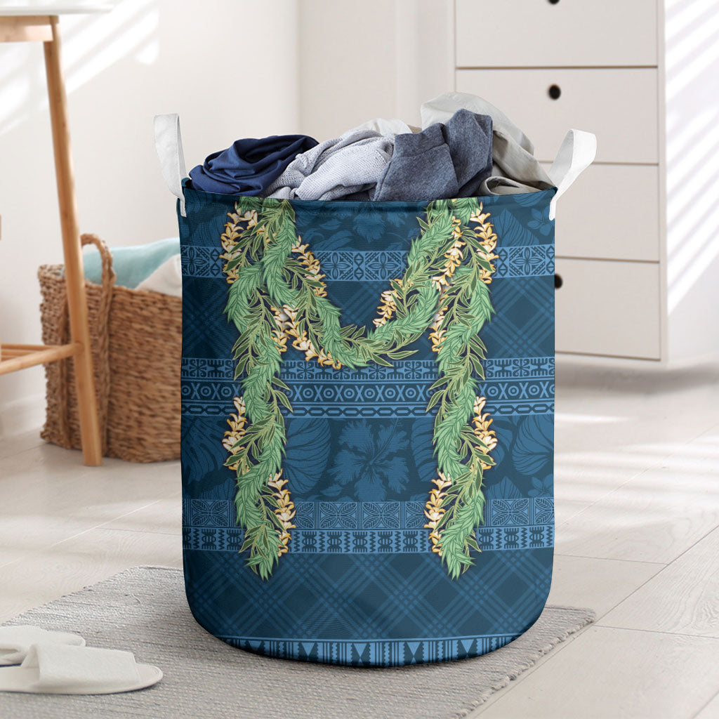 Hawai'i Paniolo Maile Twisted Lei Laundry Basket Cobalt Blue