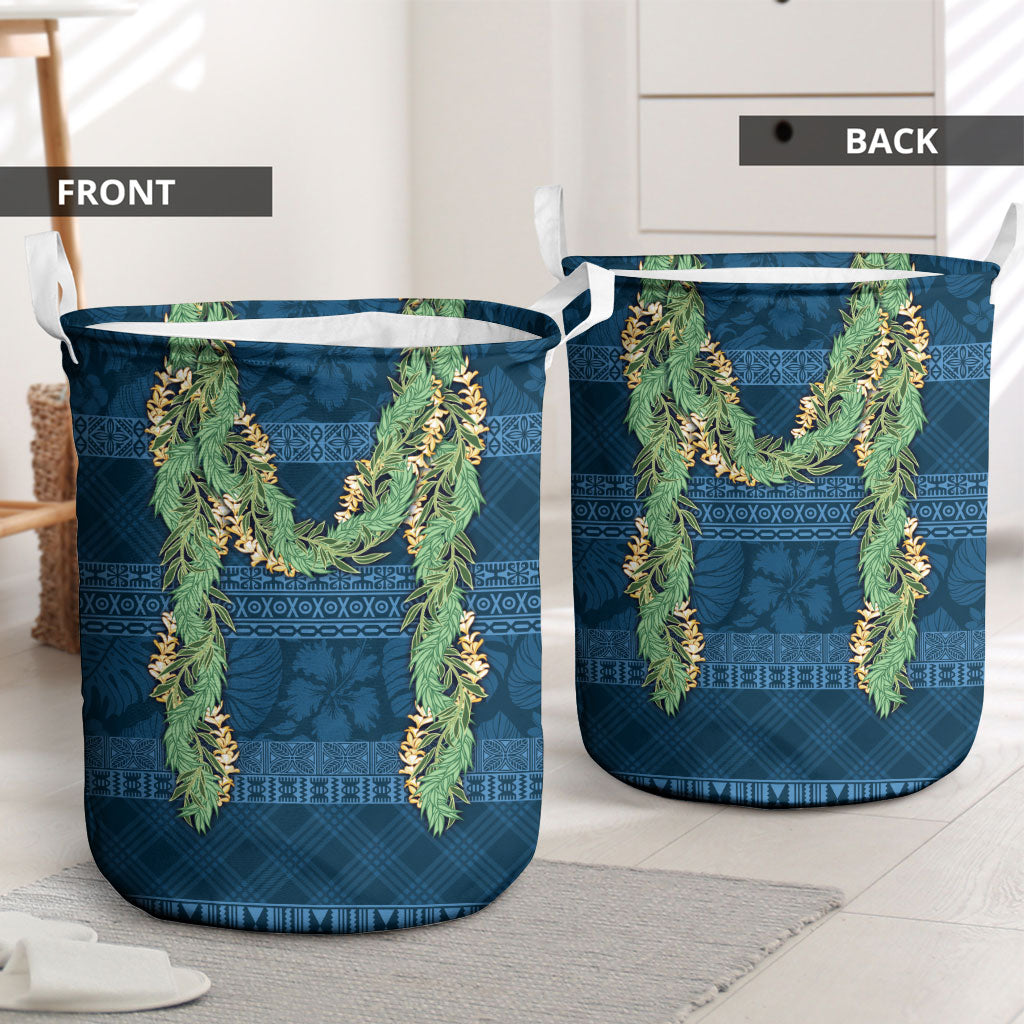 Hawai'i Paniolo Maile Twisted Lei Laundry Basket Cobalt Blue